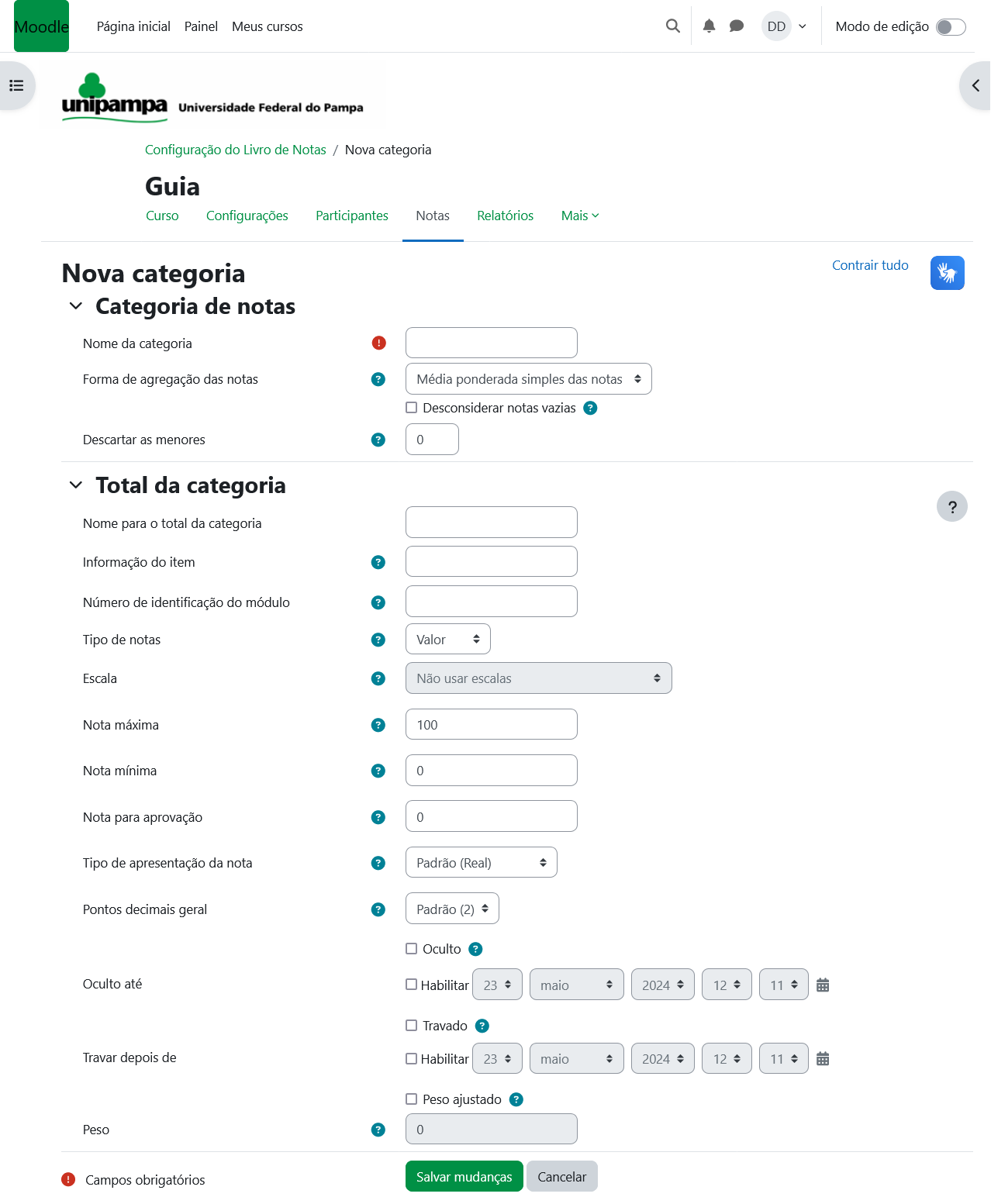 Categoria de notas