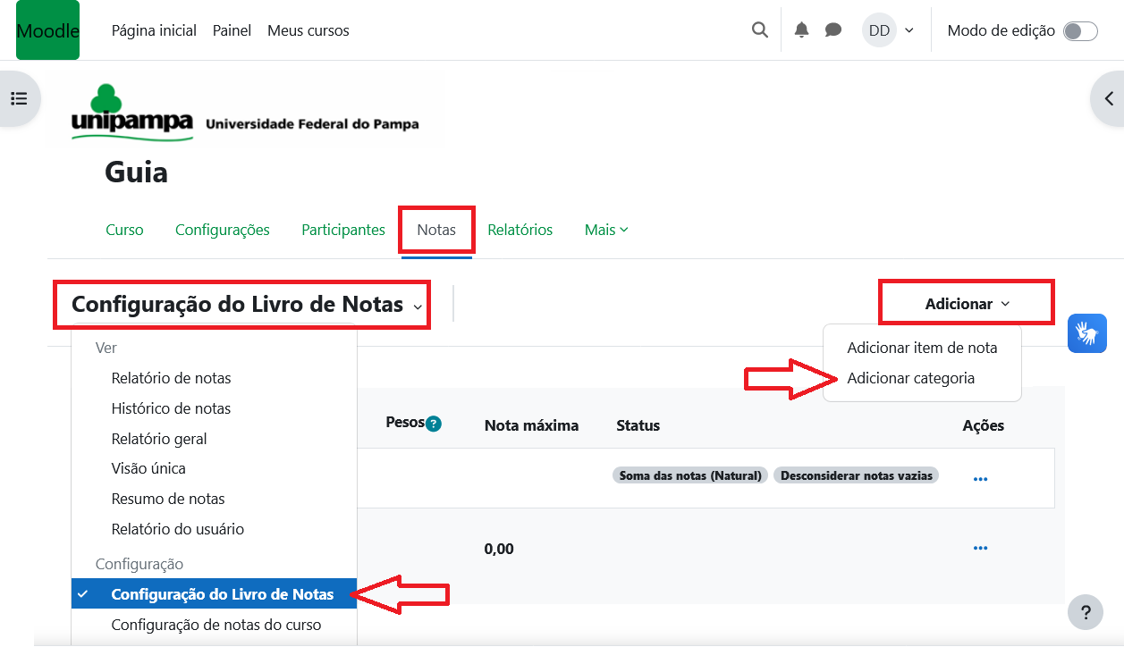 Categoria de notas