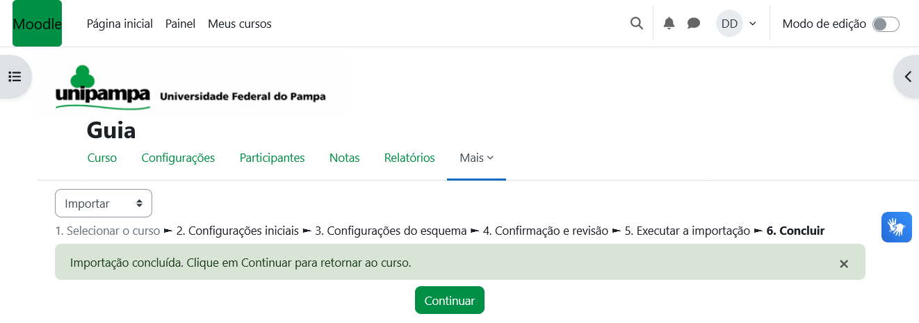 Importar conteúdo